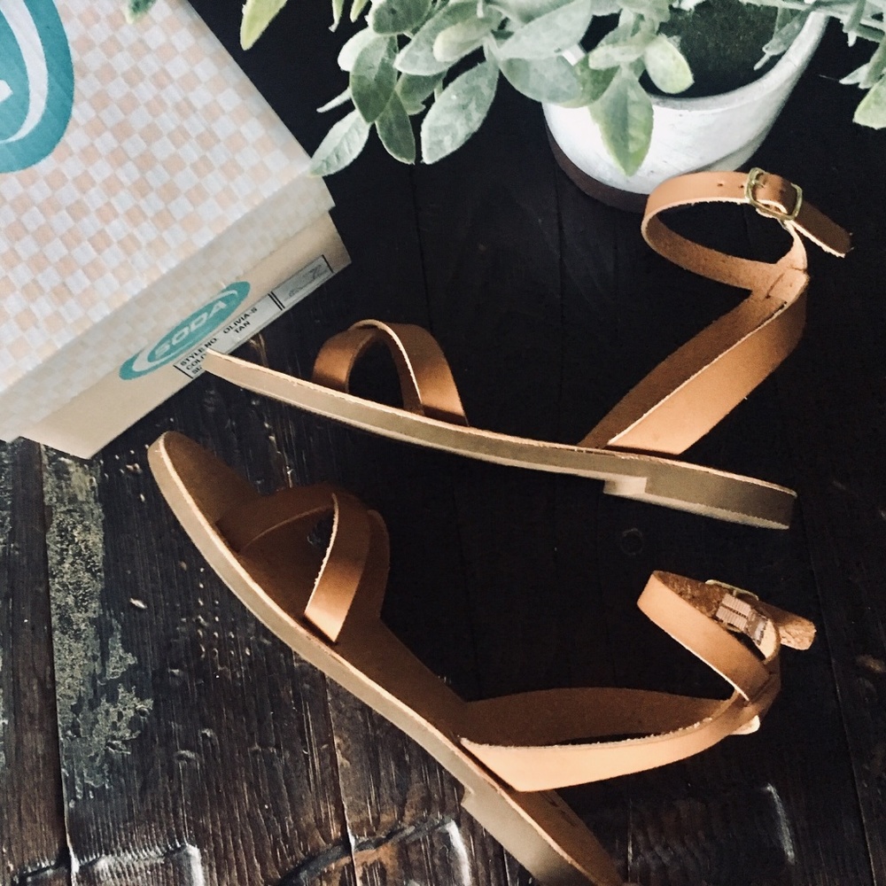SODA OLIVIA Tan Ankle Wrap Sandals 7.5 NEW NIB - Picture 6 of 7